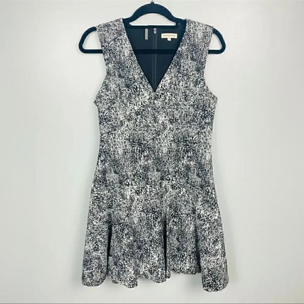 Rebecca Taylor Womens Size 10 Black & White Batik Fit Flare Sleeveless Dress